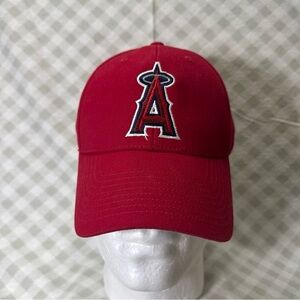 MLB LOS ANGELES ANGELS LOGO RED ADJUSTABLE CURVED BILL BASEBALL HAT CAP RETRO